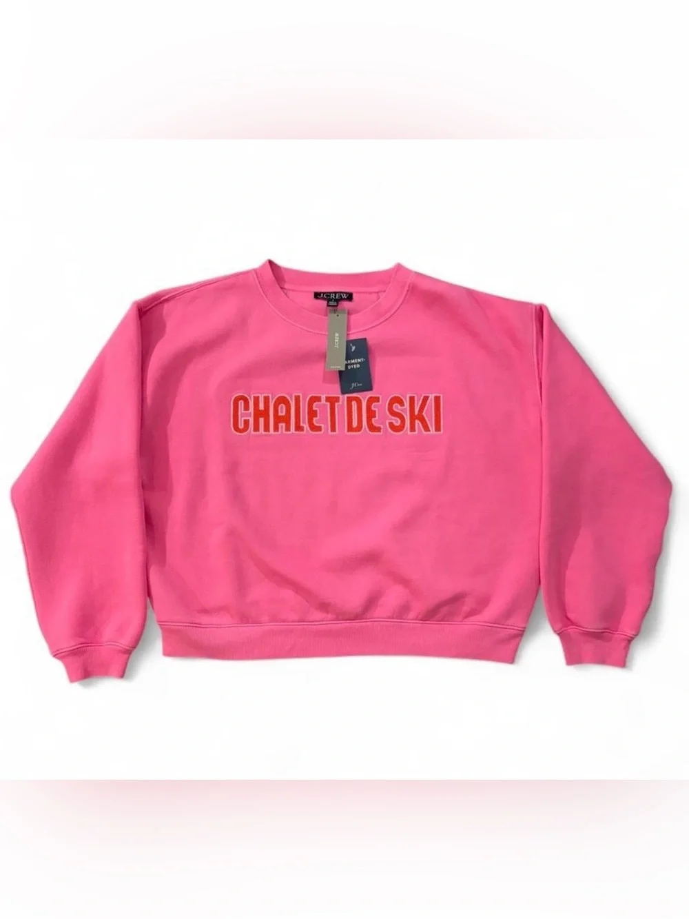 NWT J.Crew Women’s Sz. S Heritage Fleece “Chalet de Ski” Pink Sweatshirt